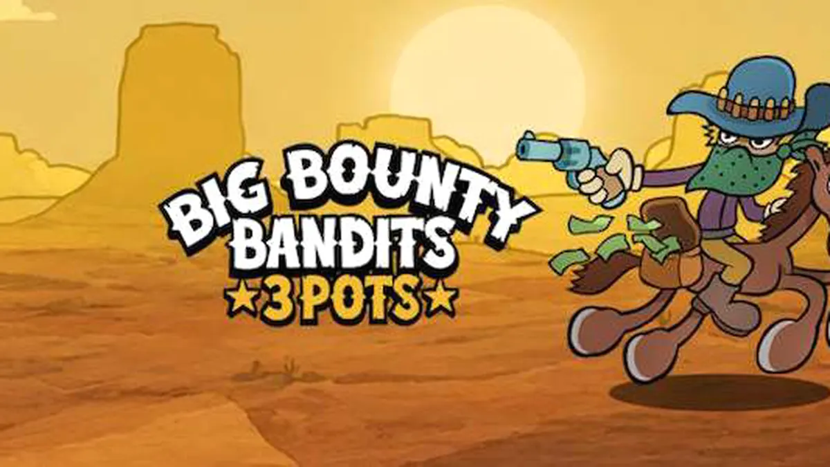Interface colorida do jogo Big Bounty Bandits: 3 Pots com tema de Velho Oeste